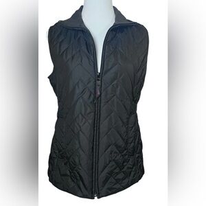 Liz & Co. Women's Black‎ Quilted Puffer Vest Size Medium Full Zip Stand Collar